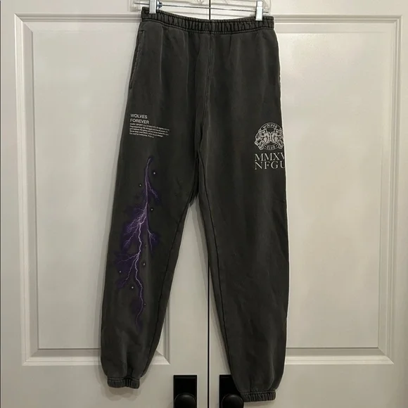 Darc Sport Gray Pants with Purple Lightning Design - Picture 2 of 5